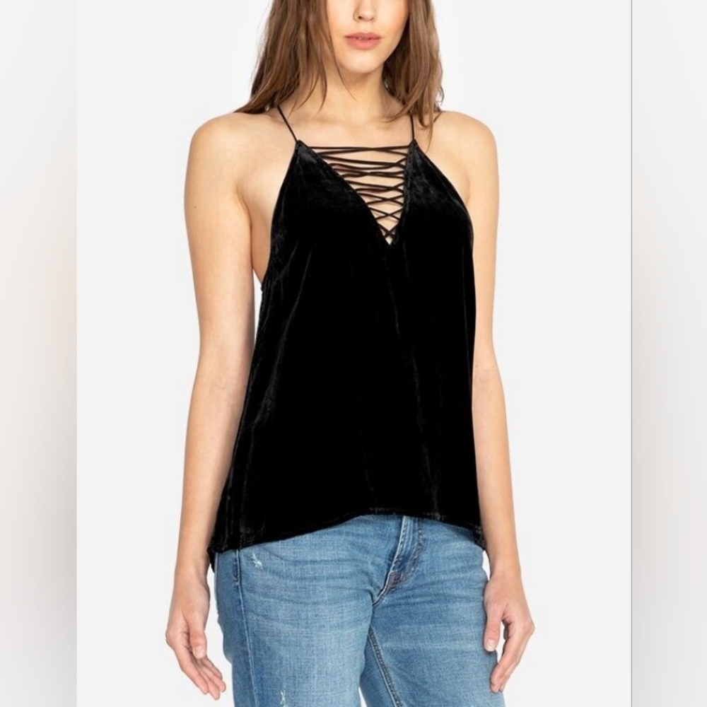 Johnny Was Aurora Velvet cami top black